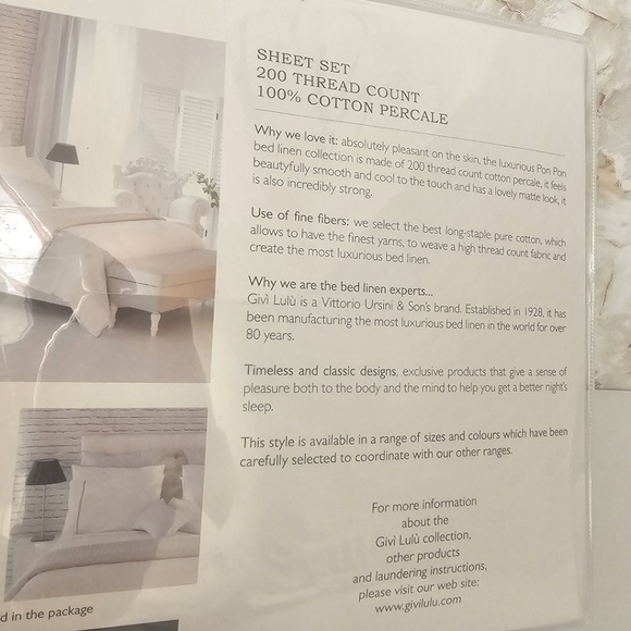 **Givi Lulu King Italian Cotton Percale Pon Pon Sheet Set - Picture 8 of 10